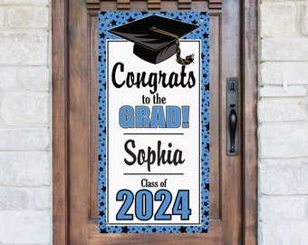 Personalized Graduation Door Hanging Banner - Class of 2024 - Party Décor - Available in Blue, Green Or Red