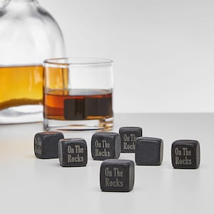 Personalized Whiskey Stones - Chill Spirits - Unique Bar Accessory - Father's Day - Choose From 3 Designs - Set of 9 Stones