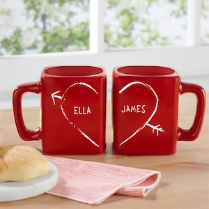 Personalized Coffee Mug Set - Gift For Couples - Valentine&#39;s Day Gift - Wedding Gift - Shower Gift - Coffee Mug - Set of 2- Each Holds 13oz
