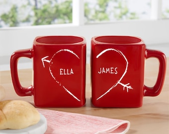 Personalized Coffee Mug Set - Gift For Couples - Valentine's Day Gift - Wedding Gift - Shower Gift - Coffee Mug - Set of 2- Each Holds 13oz