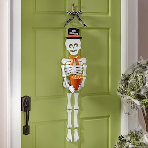 Personalized Skeleton Candy Door Hanger - Halloween Décor - Trick Or Treat - Candy Holder