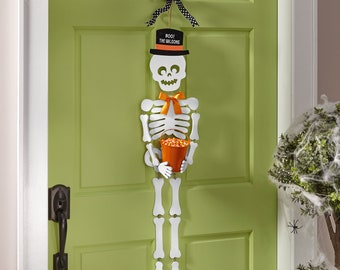 Personalized Skeleton Candy Door Hanger - Halloween Décor - Trick Or Treat - Candy Holder