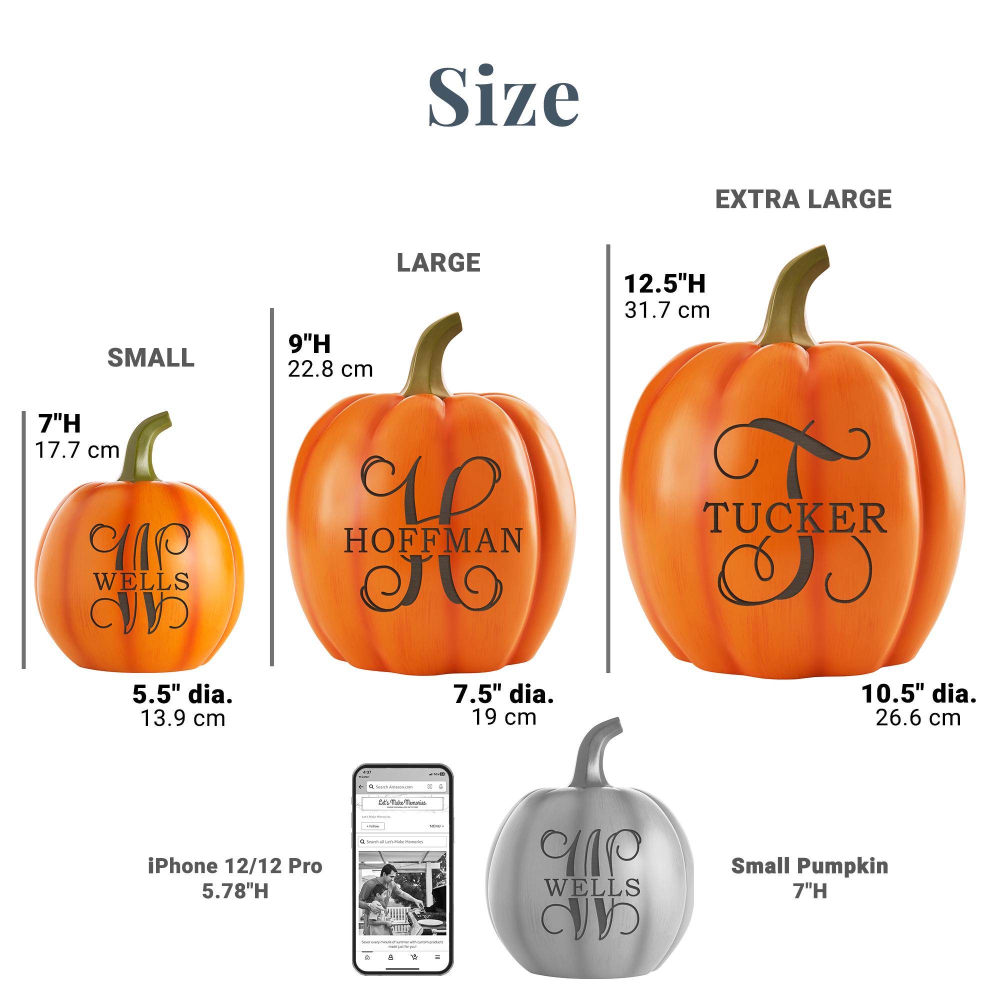 Personalized Light Up Family Name & Initial Pumpkin - Halloween Décor - Fall Décor - Available In 3 Sizes - Choose From 4 Colors