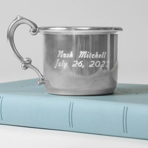 Personalized Pewter Baby Cup - For New Parents - Newborn Baby Keepsake Gift - Heirloom Cup - Customize With Any Name and Date