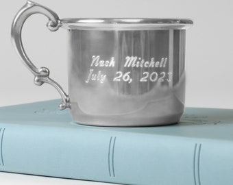 Personalized Pewter Baby Cup - For New Parents - Newborn Baby Keepsake Gift - Heirloom Cup - Customize With Any Name and Date