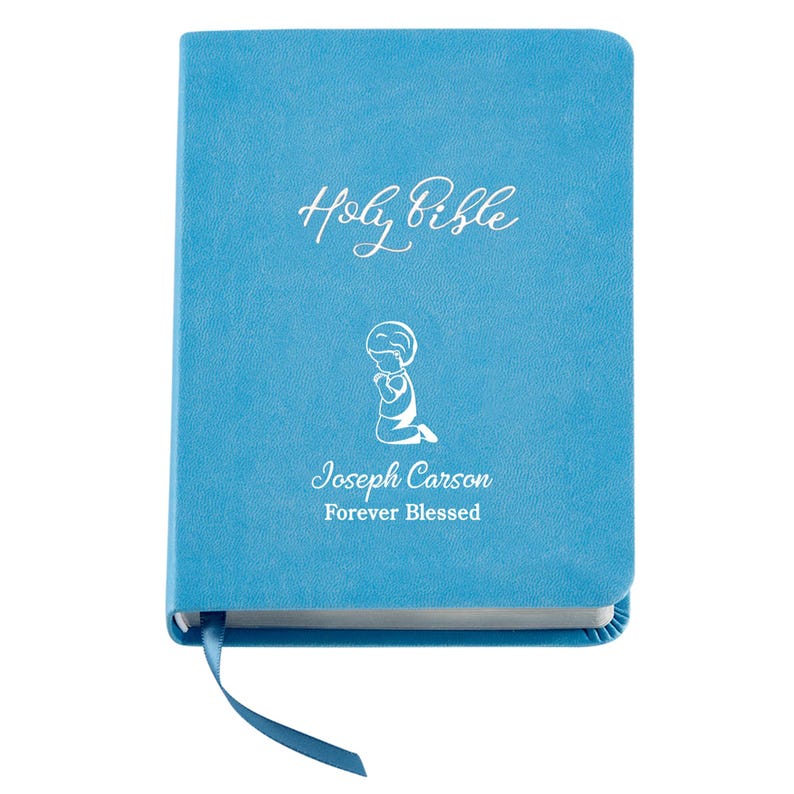 Personalized Create Your Own Children's Bible - Religious Gift - KJV Bible - Keepsake For Baby - Children's Bible - Choose Pink or Blue Blue