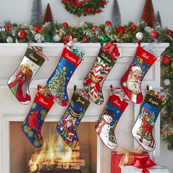 Personalized Needlepoint Vintage Stocking Family Stockings Etsy