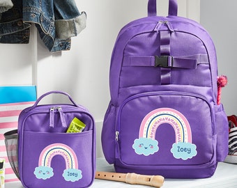 Personalized Girly Graphics Purple Backpack - Back to School - Kids School Bag - Book Bag Only Or Set With Lunchbox - Choose From 4 Designs