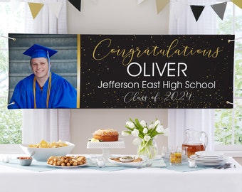 Personalized Graduation Banner - Graduation Party Decorations - Congratulations Photo Banner - Class of 2024 - Available in 6', 8' or 10'