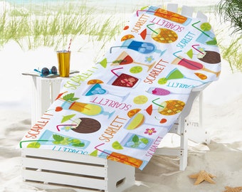 Personalized Cocktails Beach Towel - Customized Towel For Pool - For Summer Fun - Personalized Gift - For Her - For Him - 30”Wx60”L