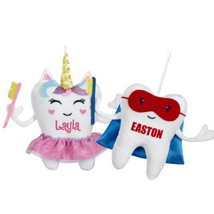 Personalized Tooth Fairy Pillow Superhero and Unicorn Designs Customize With Any Name 5W x 6H image 3