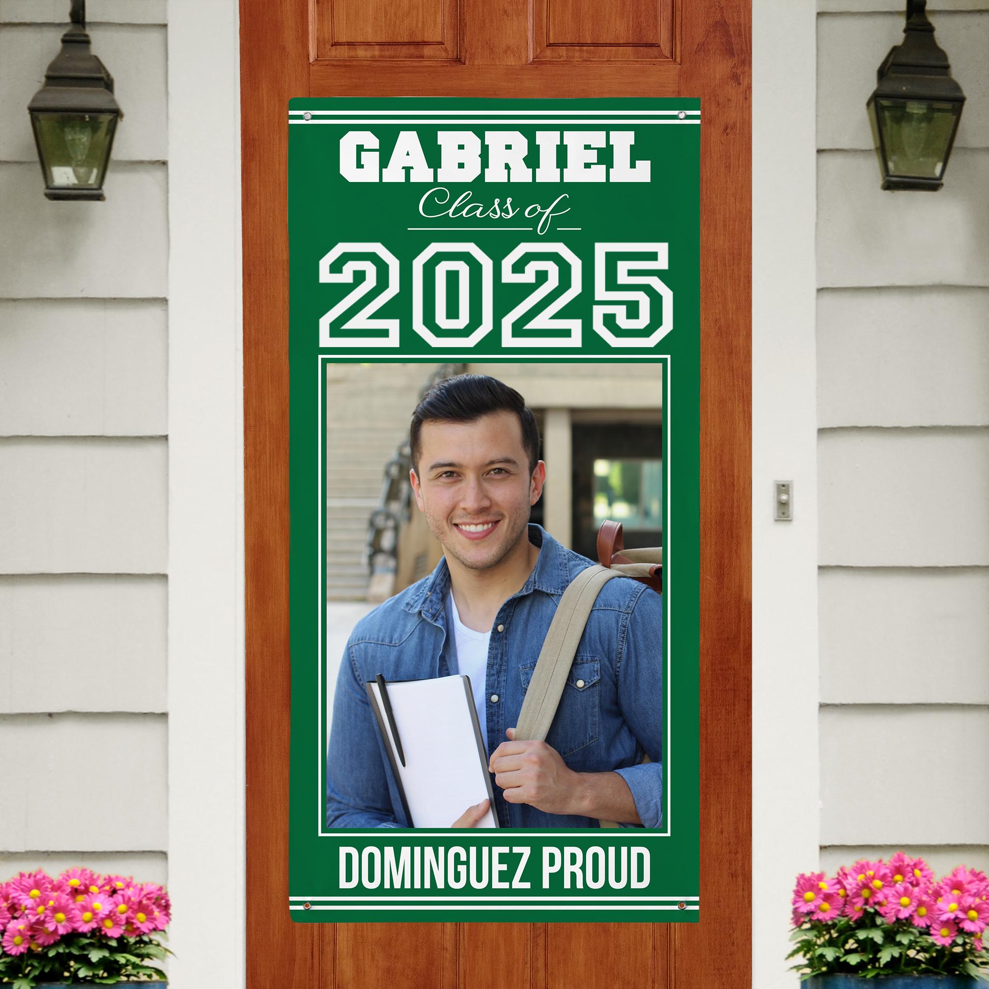 Personalized Vertical Graduation Photo Banner - Graduation Party Décor - Class of 2025 - Indoor/Outdoor Vinyl - 4 Sizes - 7 Colors Choices