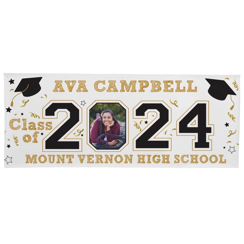 Personalized Graduation Banner Graduation Party Decorations Congratulations Photo Banner Class of 2024 Available in 6', 8' or 10' image 4