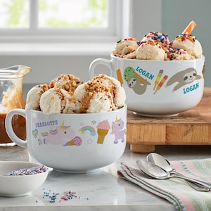 Personalized Cereal Bowl - Oversized Ice Cream Bowl - Treat Bowl - My Own Bowl - Valentine&#39;s Day, For Kids - Choose From 4 Characters