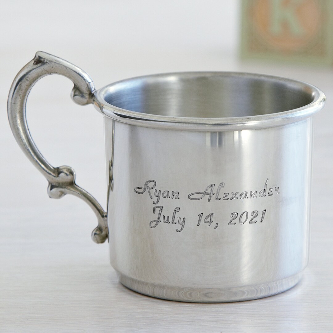 Personalized Pewter Baby Cup for New Parents Newborn Baby Keepsake Gift