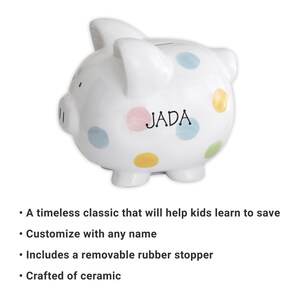 Personalized Polka Dot Piggy Bank - Ceramic Piggy Bank - Kids Piggy Bank - Savings Bank image 2