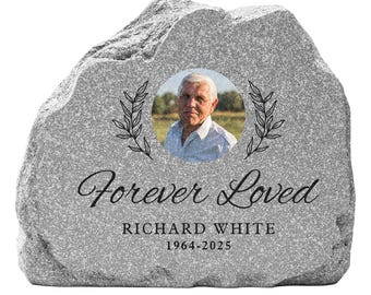 Personalized Memorial Garden Stone - Photo Memorial Stone - Upright Garden Marker - Sympathy Gift - Loss of Loved One - Forever Loved