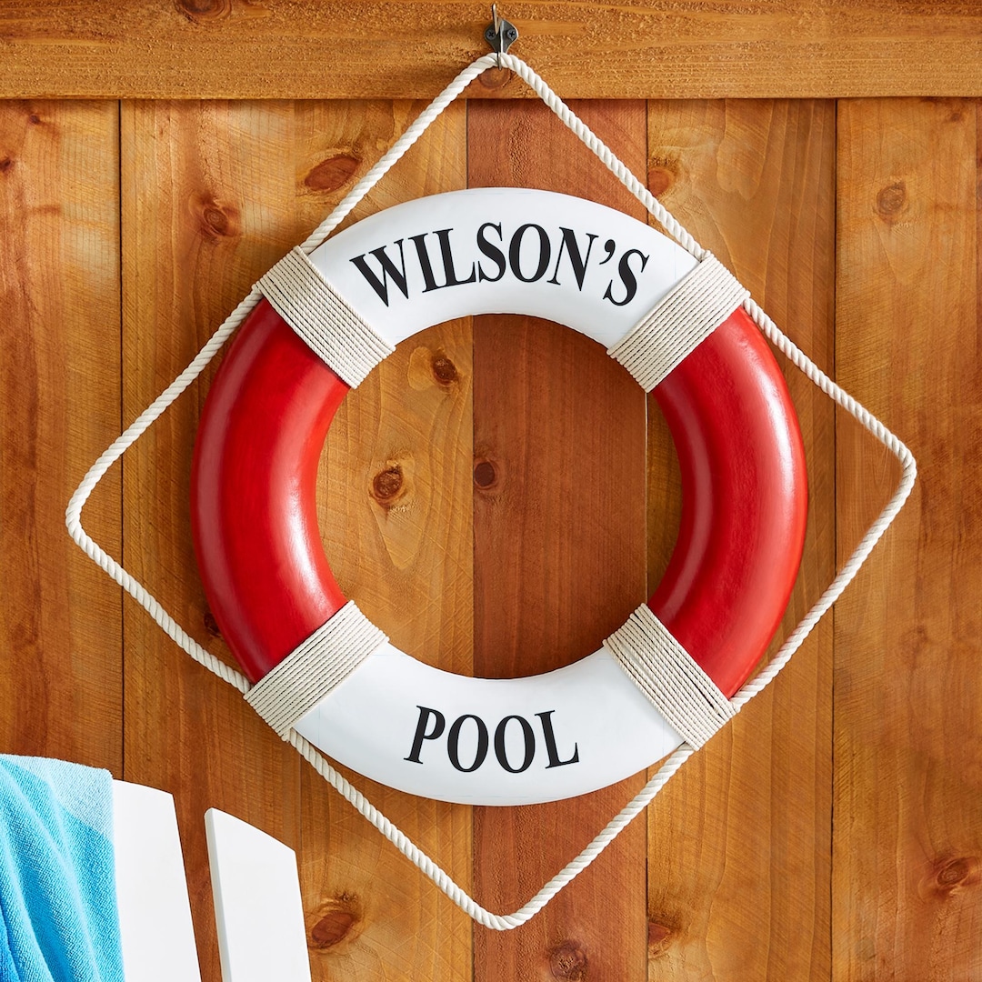 Personalized Life Preserver Ring - Pool Décor - Boat Décor -beach House - Lake House - 21”D Decorative Life Ring - Choose From 4 Designs