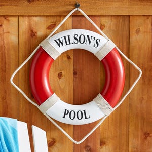 Personalized Life Preserver Ring - Pool Décor - Boat Décor -Beach House - Lake House - 21”D Decorative Life Ring - Choose From 4 Designs