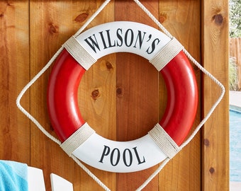 Personalized Life Preserver Ring - Unique Pool, Boat, Beach, Lake House Décor - Personalize with Message - 21”D Decorative Life Ring