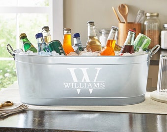 Personalized Name & Initial Beverage Tub - Galvanized Drink Tub – For BBQ - For Grilling - Backyard Party - Available With Or Without Stand