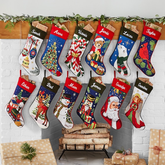 Personalized Needlepoint Stocking Family Stockings Old-fashioned