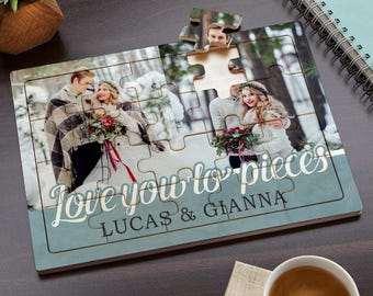 Personalized Wooden Photo Puzzle - Valentines Day - Valentine Decorations - For Boyfriend -For Girlfriend - For Wife - Love You to Pieces