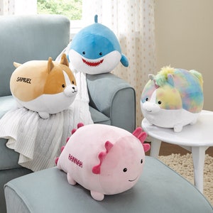 Personalized Super Plush Stuffed Toy - Squishy Stuffies For Kids - Choose From Dog, Shark, Unicorn or Axolotl