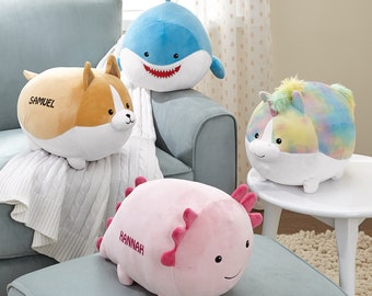 Personalized Super Plush Stuffed Toy - Squishy Stuffies For Kids - Choose From Dog, Shark, Unicorn or Axolotl