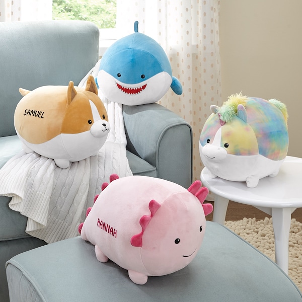 Personalized Super Plush Stuffed Toy - Squishy Stuffies For Kids - Choose From Dog, Shark, Unicorn or Axolotl