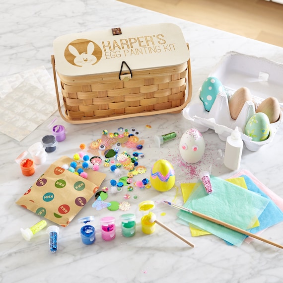 Personalized Easter Egg Painting Kit - Easter Craft Kit - Wooden Egg Decorating Kit - Kid's Craft Set