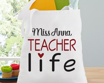 Personalized Teacher Life Tote Bag - Teacher Appreciation Gift - Personalized Gift For Teacher - Book Bag