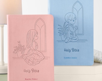 Personalized Precious Moments Bible - Religious Keepsake - For Kids - For Baptism - For Christening - ICB Version - Choose Blue or Pink