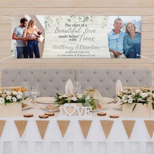 Personalized Anniversary Celebration Photo Banner - Anniversary Party Décor -