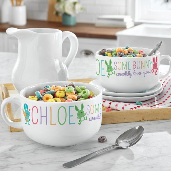 Somebunny Cereal-sly Loves You Bowl - Easter Cereal Bowl - Oversized Mug - Personalized Easter Gift - For Kids - For the Cereal Lover