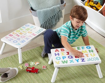 Personalized Children's ABC Step Stool - Gifts For Kids - Puzzle Step Stool - Wood Step Stool - Available Primary Or Pastel