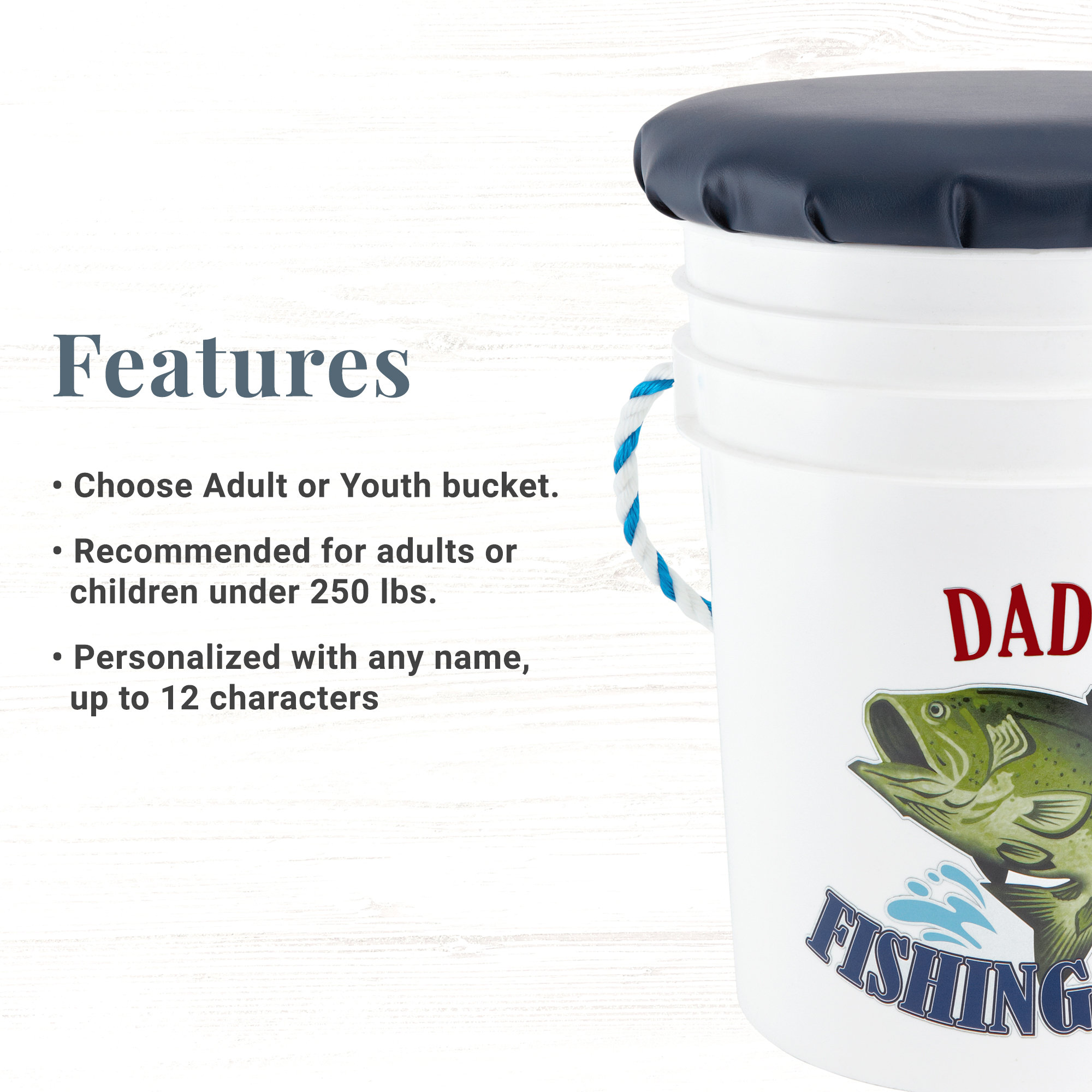 Personalized Fishing Pail - Fishing Seat - The Angler - For The Fisherman - Fishing Gift - Youth Fishing Gear - Both Adult and Youth Sizes