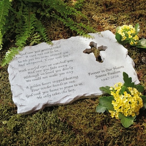 Personalized Cross Memorial Stone - Sympathy - Condolences - Garden Marker - Personalized Memorial Gift