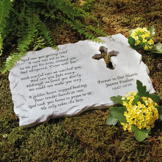 Personalized Cross Memorial Stone - Sympathy - Condolences - Garden Marker - Personalized Memorial Gift
