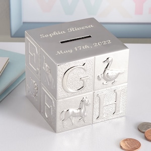 Personalized ABC Block Keepsake Bank - For New Parents - Newborn Baby Keepsake Gift - Heirloom Piggy Bank - Coin Bank