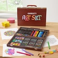 Personalized Art Set - 80-Piece Deluxe Art Set w/Wood Carrying Case - Arts Set - Art Supplies - For Kids - Choose From 7 Colorful Designs