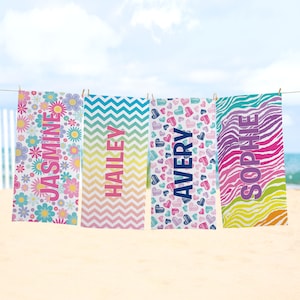 Personalized Beach Towel – Pretty Pattern – Vacation Gear — Personalized Gift For Beach And Pool Lovers – Choose From 4 Designs