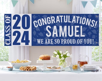 Personalized Class of 2024 Graduation Banner - Graduation Party Décor - Choose from 6 Ft., 8 Ft. Or 10 Ft. Banner - Available in 7 Colors