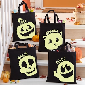 Personalized Glow-In-The-Dark Halloween Treat Bag - Trick-or-Treat Bag - Halloween Candy Bag - For Kids - 13" Wx14"H - Choose From 4 Designs