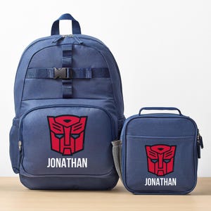 Personalized Backpack - TRANSFORMERS - Navy Blue, Purple or Red – Backpack Only or Set With Lunch Box