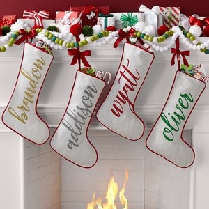 Personalized Christmas Stocking with Swirl Name - Customize Stockings For Each Family Member - 19&quot; Long - Choose From 4 Color Options