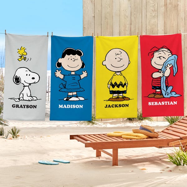 Personalized PEANUTS® Beach Towel - Snoopy™ Beach Towel - Custom PEANUTS® Gang Towel - Choose From 2 Sizes - 8 PEANUTS Characters Available