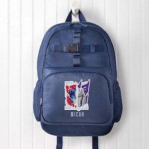 Personalized Backpack - TRANSFORMERS Cyber Clash - Navy Blue, Purple and Red – Backpack Only or Set With Lunch Box
