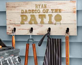 Personalized Daddio Of The Patio BBQ Tool Rack - Grill Master Gift - Father's Day Gift - For Him