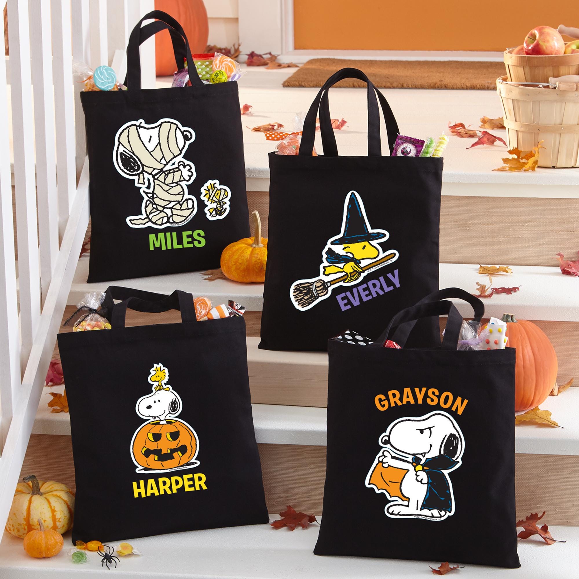 Personalized Snoopy Halloween Treat Bag: Peanuts Gang Canvas Trick or Treat Bag